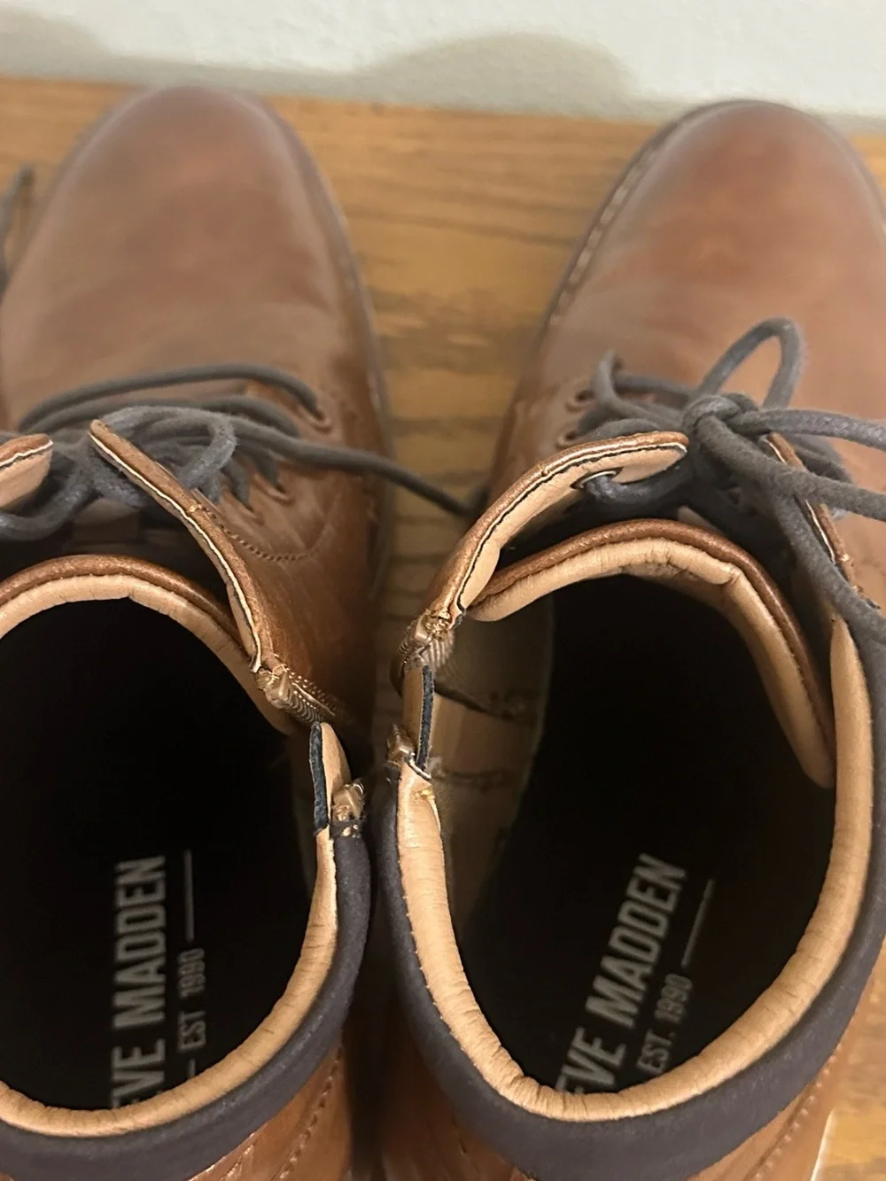 Men's Brown P-JELEN Lace-Up Ankle Boots with Side Zip size 10 Steve Madden